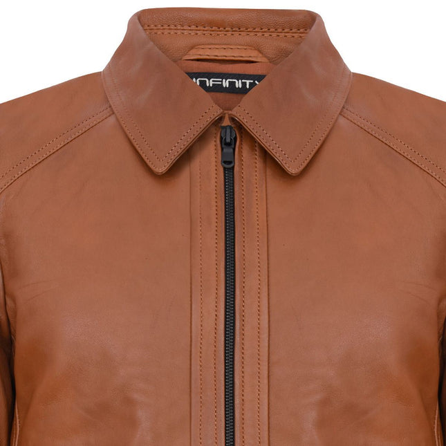 Mens Smart Classic Harrington Leather Jacket-New York