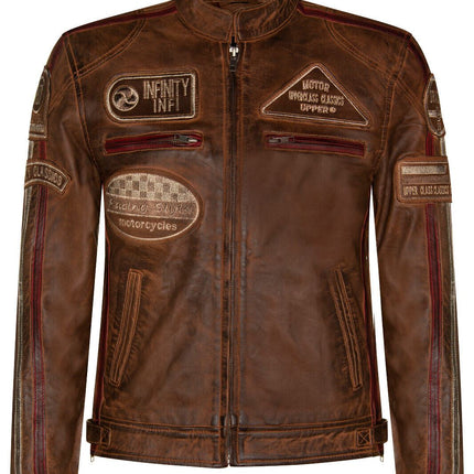 Mens Racing Leather Biker Jacket-Portland