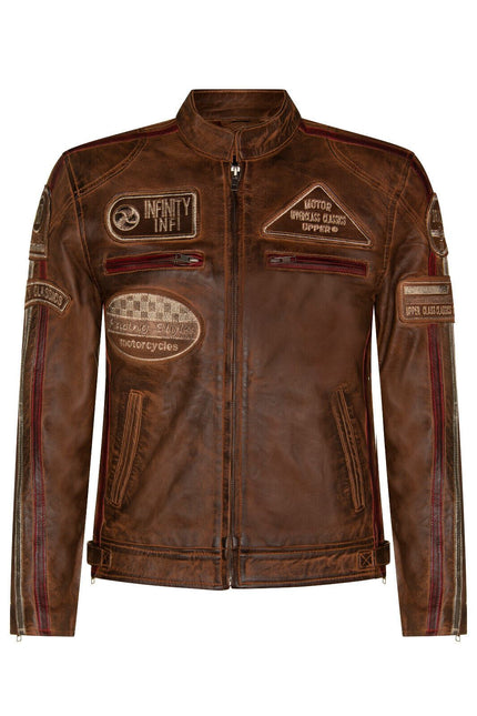 Mens Racing Leather Biker Jacket-Portland