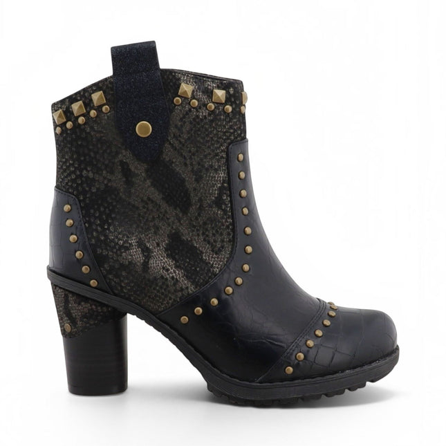 Mustang Women's Black Floral Heeled Ankle Boots - M0162012