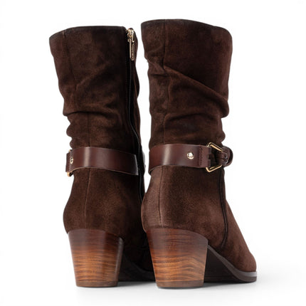 Pikolinos Women's Dark Brown Leather Mid-Calf High Boots - Zamora