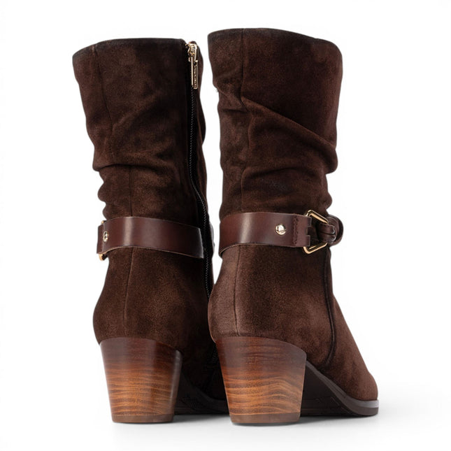 Pikolinos Women's Dark Brown Leather Mid-Calf High Boots - Zamora