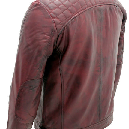 Men's Vintage Leather Quilted Biker Jacket-Monaco