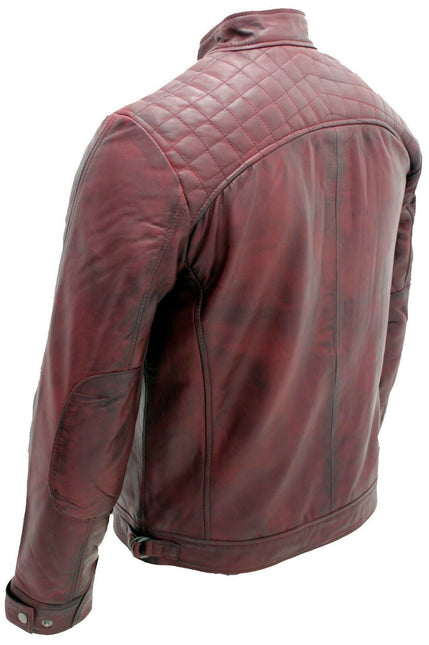 Men's Vintage Leather Quilted Biker Jacket-Monaco
