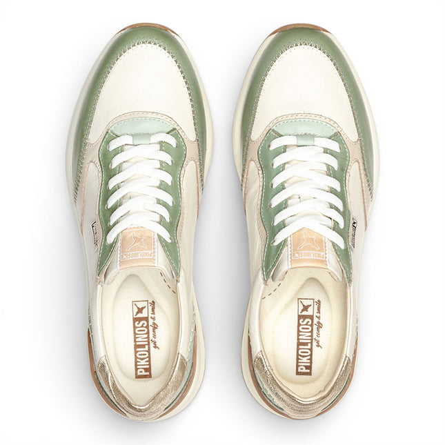 Pikolinos Women's Green Leather Lace Up Sneaker Trainers Shoes - Arrecife