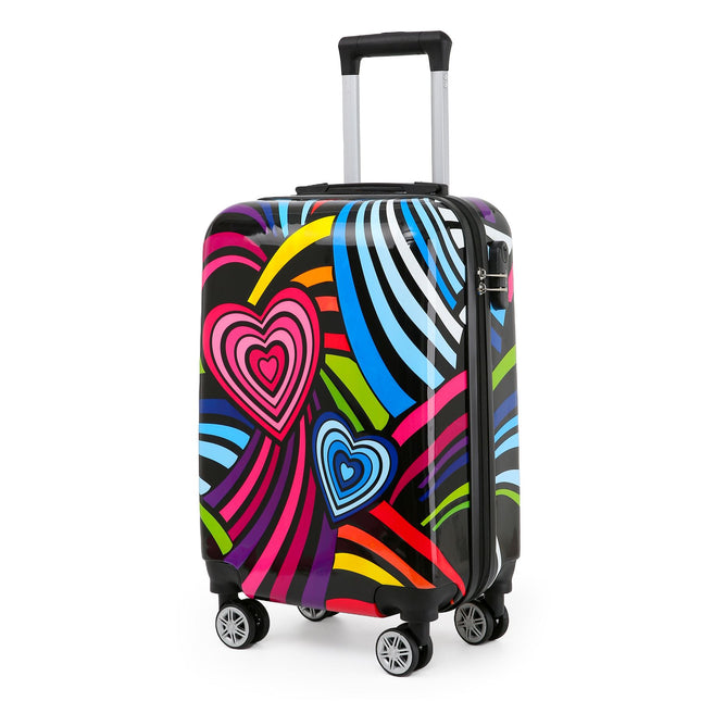 Hard Shell Printed Cabin Suitcase 35 x 23.5 x 56 cm Luggage Suitable for Easyjet, Ryanair, Wizzair