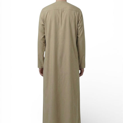 Men's Eid Beige Moroccan Jubba Robe Djellaba Ramadan Eid Thobe - HM11