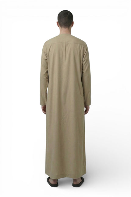 Men's Eid Beige Moroccan Jubba Robe Djellaba Ramadan Eid Thobe - HM11