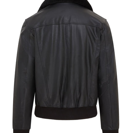 Men's Air Force A2 USAF Black Aviator Bomber Leather Cowhide Jacket