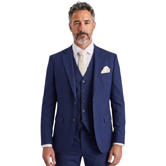 Men's Navy 3 Piece Tailored Fit Formal Suit - Belmont