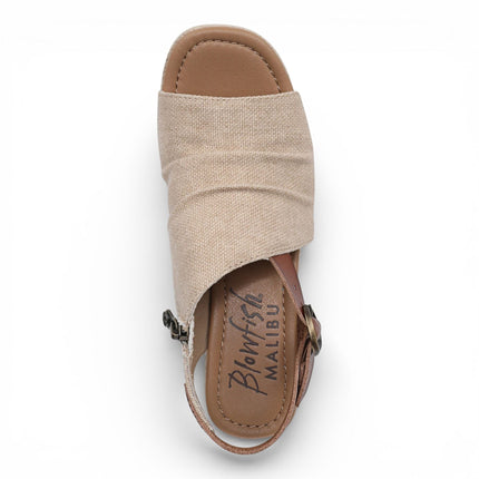 Blowfish Malibu Womens Brown Beige Wedge Slingbacks Heel Sandals - Amira