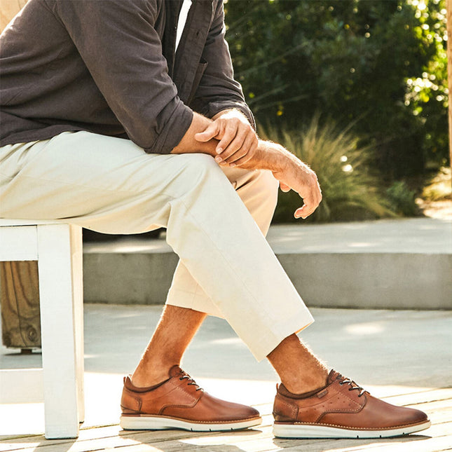 Pikolinos Men's Brown Leather Lace-Up Sneaker Trainers Shoes - Manacor