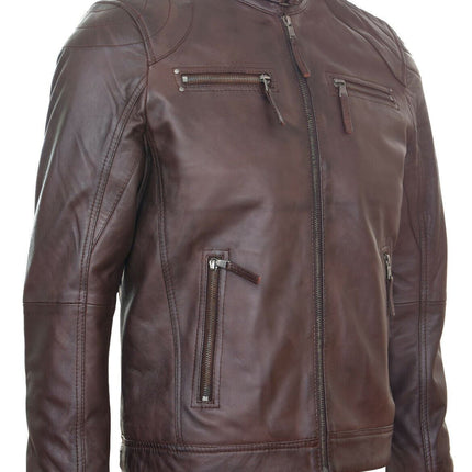 Mens Moto Leather Biker Jacket-Taiwan
