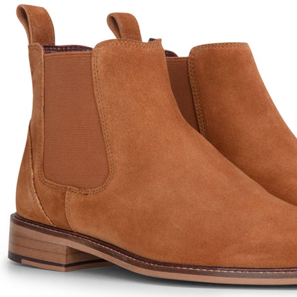 London Brogues Men's Tan Suede Leather Slip-On Chelsea Ankle Boots