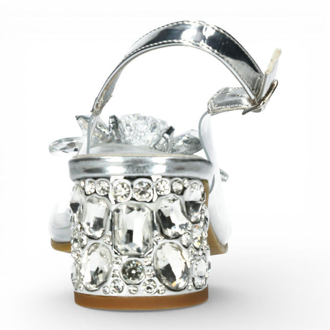 Laura Vita Women’s Mily-22 Clear Silver Slip-On Cinderella Heel Sandals