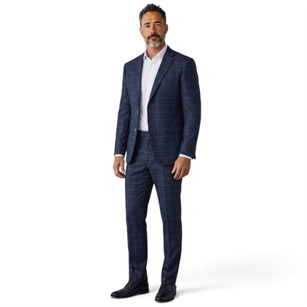 Men's Navy Blue Tweed 3 Piece Wool Blend Formal Suit - TP-32