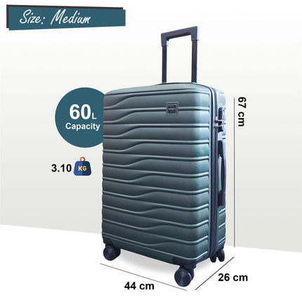 Hardshell Green Suitcase Set Robust 8 Wheel Luggage Cabin Case Bag