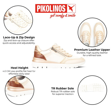 Pikolinos Women's White Leather Sneakers Trainer Shoes - Cantabria