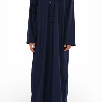 Kids Boys Eid Navy Blue Moroccan Jubba Robe Djellaba Ramadan Eid Thobe - K-HM11