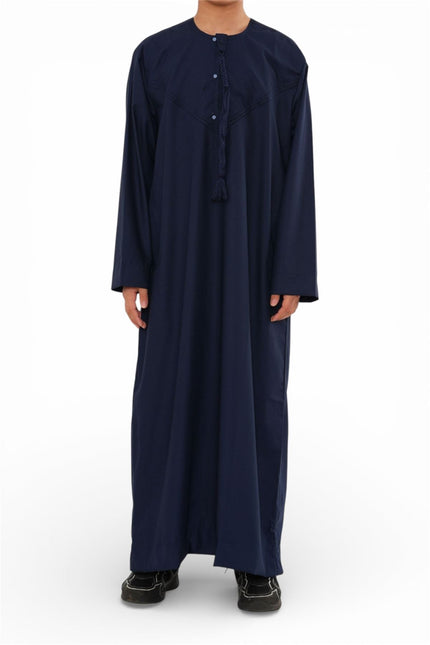 Kids Boys Eid Navy Blue Moroccan Jubba Robe Djellaba Ramadan Eid Thobe - K-HM11