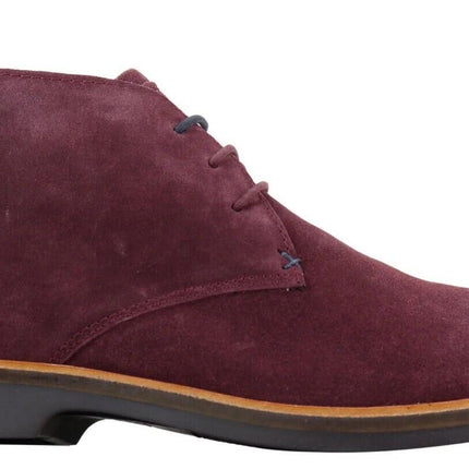 Mens Burgundy Suede Lace Up Chukka Boots