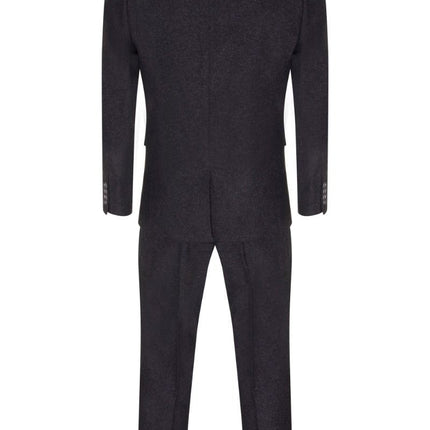 Mens 3 Piece Black Wool Tweed Vintage Retro Suit