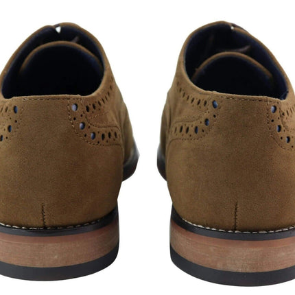 Mens Classic Oxford Brogue Shoes In Tan/Navy Suede