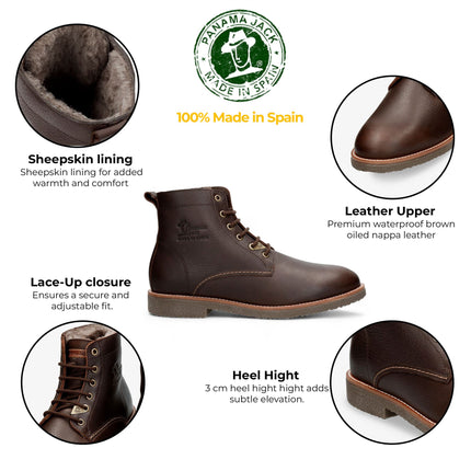 Panama Jacks Men's Brown Leather Glasgow Igloo C1 Classic Ankle Boots