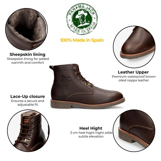 Panama Jacks Men's Brown Leather Glasgow Igloo C1 Classic Ankle Boots