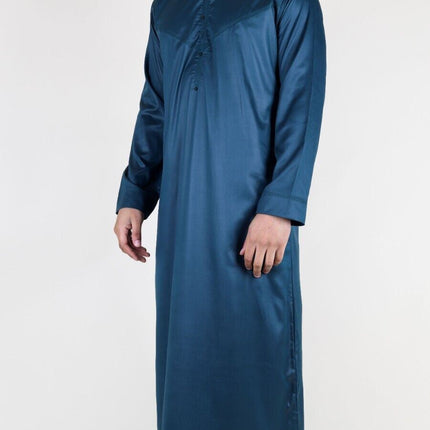 Men's Olive Green Thobe Robe Satin Emirati Islamic Jubba Eid Regular Fit