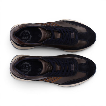 Bugatti Men's Navy Blue Leather Lace-Up Trainer Sneaker Shoes - Timon