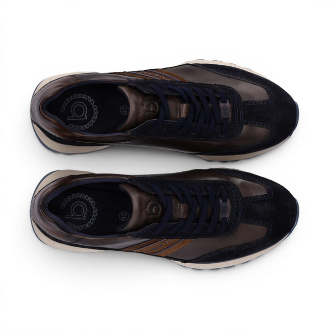 Bugatti Men's Navy Blue Leather Lace-Up Trainer Sneaker Shoes - Timon