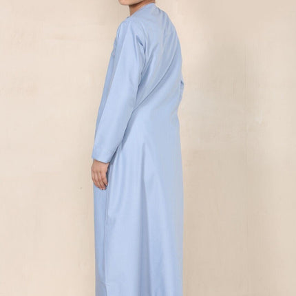Boy's Kids Blue Thobe Emirati Jubba Islamic Clothing Kaftan Eid String Tassel