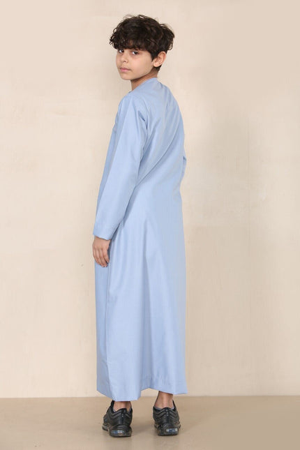 Boy's Kids Blue Thobe Emirati Jubba Islamic Clothing Kaftan Eid String Tassel