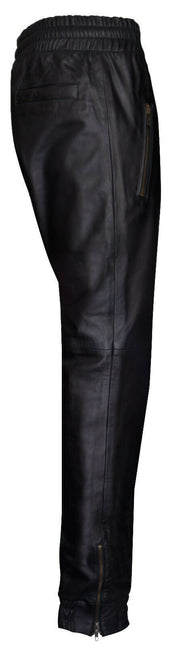 Mens  Leather Jogging Bottoms-Boston