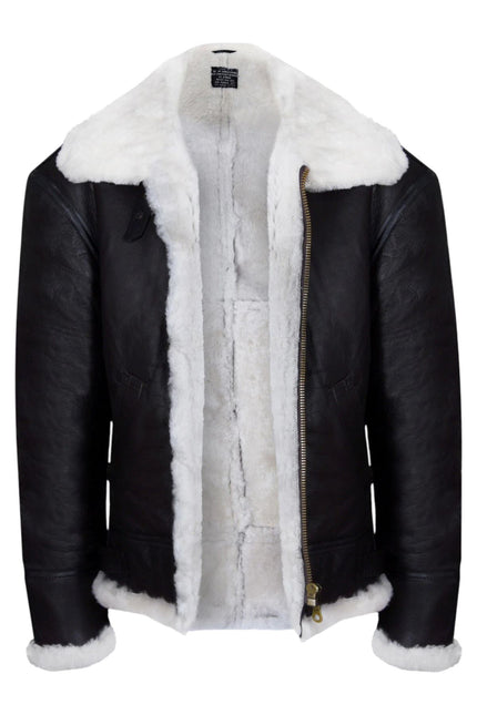 Mens B3 Aviator Real Sheepskin Leather Flying Jacket-Hobart