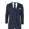Men's Navy Blue Wool Blend Tweed 3 Piece Formal Suit