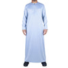 Men's Grey Thobe Robe Satin Emirati Islamic Jubba Eid Regular Fit