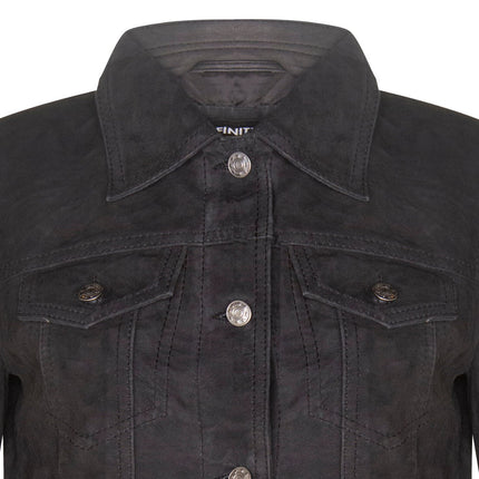 Womens Goat Suede Trucker Jeans Jacket-Astoria