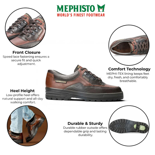 Mephisto Men's Leather Chestnut Brown Walking Shoes - Barracuda MT 742
