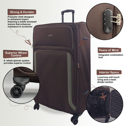 Soft Shell Suitcase Luggage Set Travel Light Carry On Cabin Bag