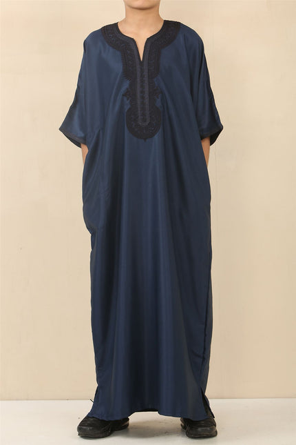 Kid's Boys Blue Moroccan Thobe Djellaba Jubba Robe Eid