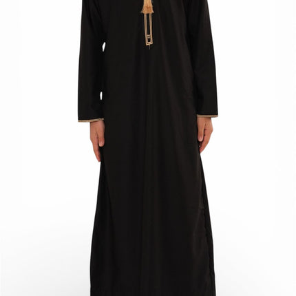 Kids Boys Ramadan Black Moroccan Thobe Robe Emirati Eid Jubba- TT-003