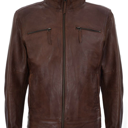 Mens Classic Leather Biker Jacket-Caracas