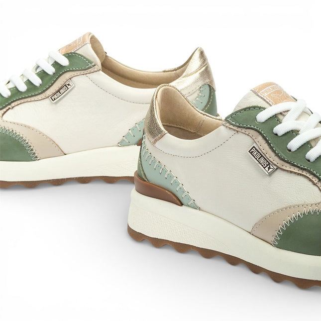 Pikolinos Women's Green Leather Lace Up Sneaker Trainers Shoes - Arrecife