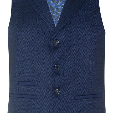 Mens Navy Blue 3 Piece Tweed Herringbone Suit Peaky Blinders Classic Tailored