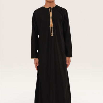 Kids Boys Ramadan Black Moroccan Thobe Robe Emirati Eid Jubba- TT-003