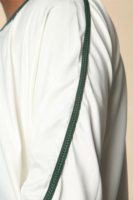 Kids Boys White Moroccan Thobe Robe Djellaba Gandoura Eid Jubba- K-GG008