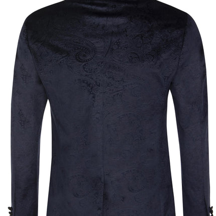 Mens Navy Velvet Paisley Blazer Dinner Jacket