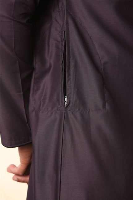 Mens Purple Thobe Jubba Emirati Islamic Arabic Eid Embroidery Kaftan Jubbah Robe